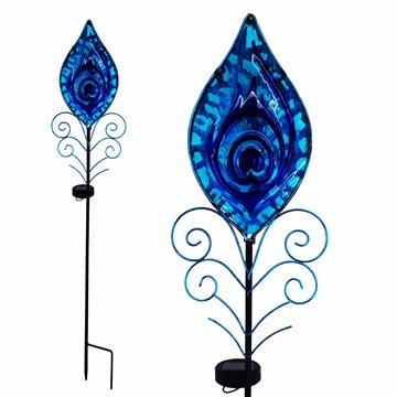 Påfugleøjet i farven blå – Lorenzo en dekorativ solcellelampe fra eZsolar GL1020EZ